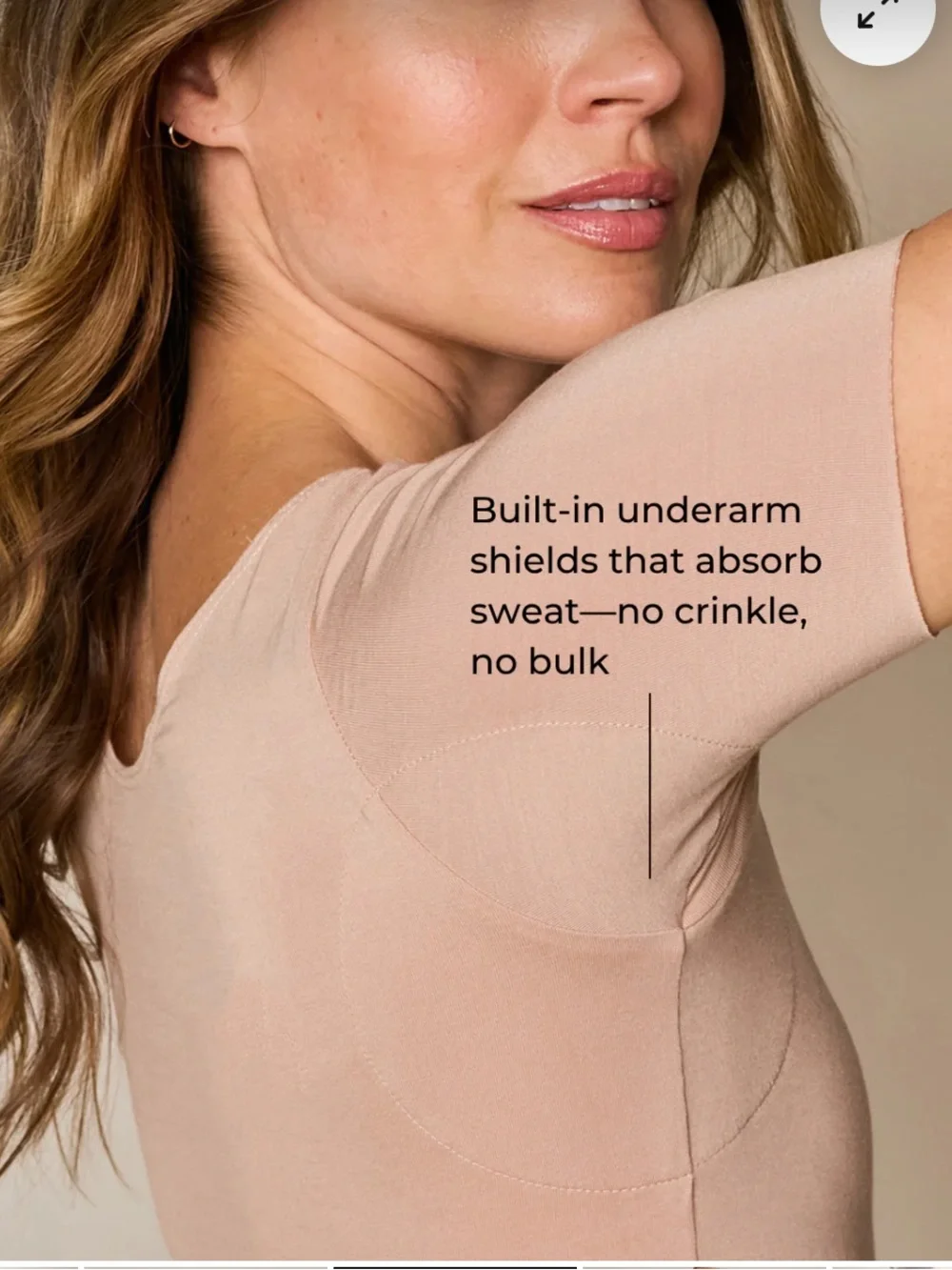 Numi The Crop Undershirt Almond M NWT Sweat Proof Short Sleeve Layer Shirt Top - Picture 4 of 14